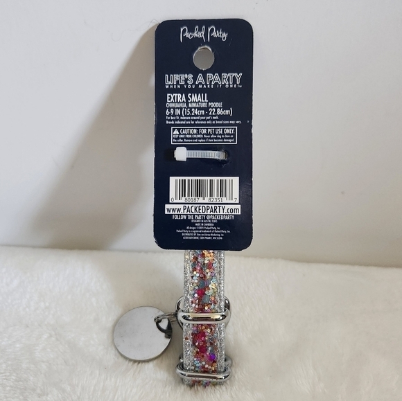 Packed Party Fashion Throw Confetti Glitter Silver Dog Cat Pet Collar Size XS - Picture 8 of 12